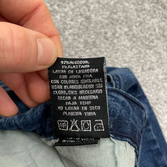 American Quality High Rise Denim Jeans Juniors 13 Dark Blue Distressed 30x30 NWT - Picture 12 of 15